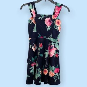 Speechless special occasion dress.  Navy blue with floral print, size XS. NWT